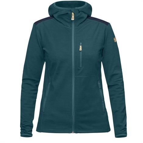 Fjällräven Keb Fleece Hoodie Womens, Glacier Green / Navy